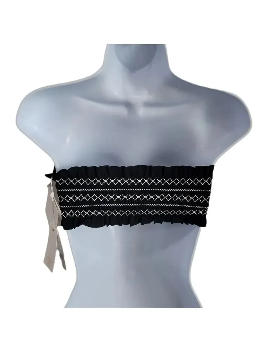 TORY Burch Smocked Costa Bandeau Bikini Top